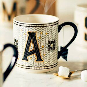 Anthropologie Tiled Margot Monogram Mug Letter A